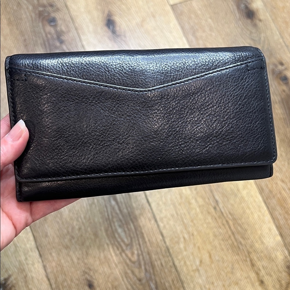Fossil Black Leather Bi-Fold Continental Wallet
